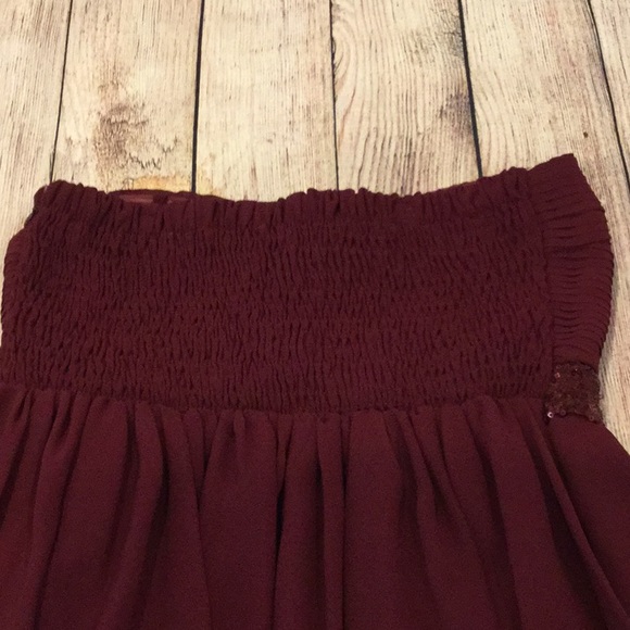 Elegant wine sequIn strapless fit and flare mini dress size small. - Picture 5 of 5